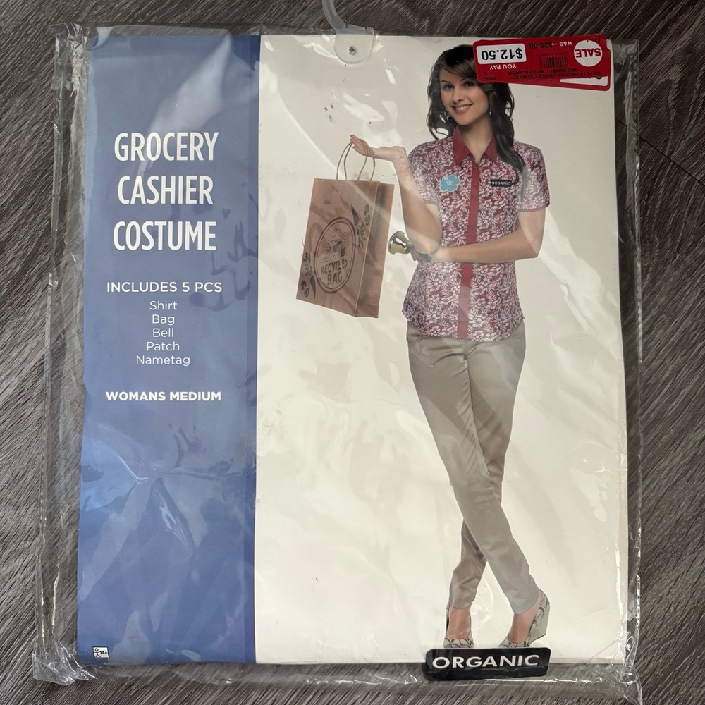 Organic Women's Pink and Beige Grocery Cashier Costume